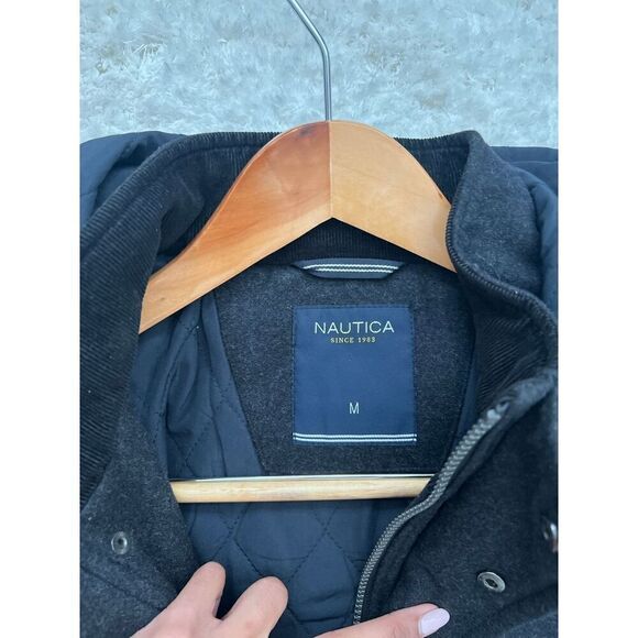 Nautical Mens Hooded Winter Jacket Coat Wool Blend size M - Picture 4 of 7